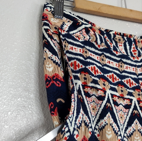 Solitaire Women's High Rise Boho Aztec Flowy Pull On Festive Pants Size M - Picture 9 of 16